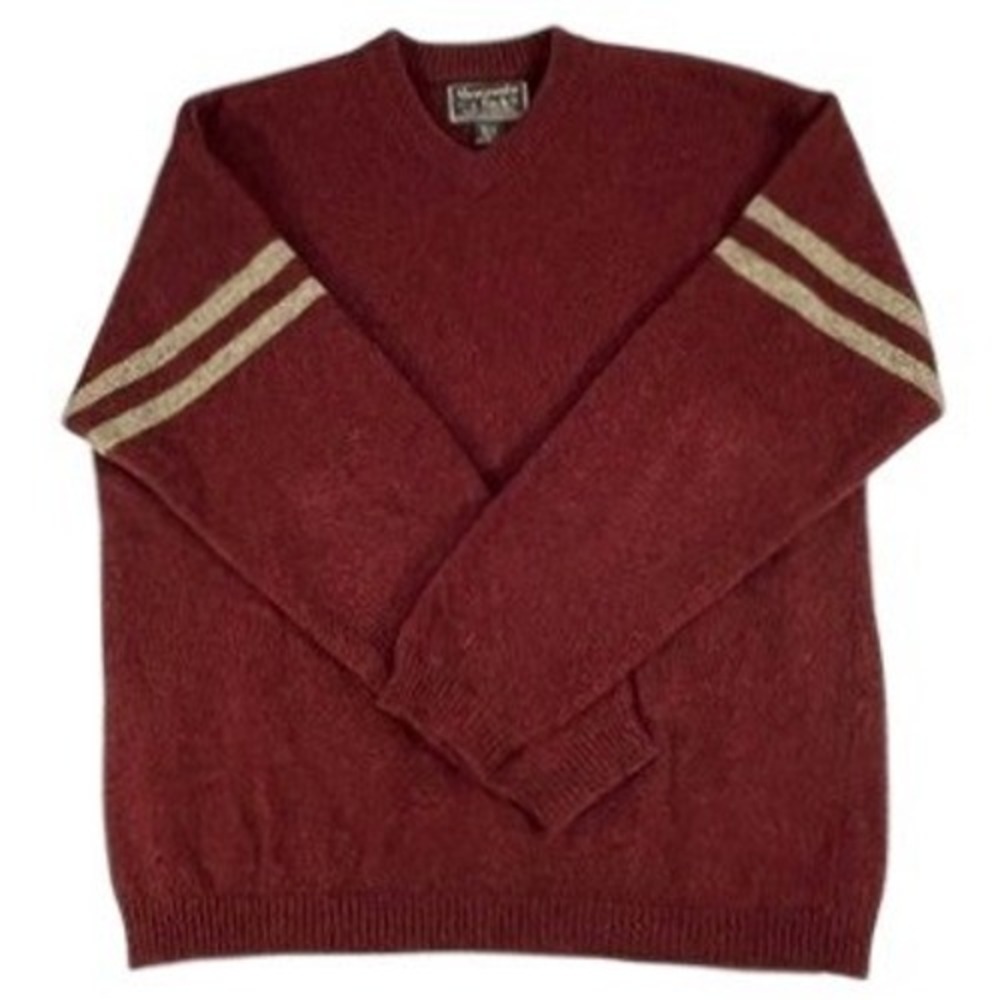 Vintage 90s Abercrombie Fitch XL Shetland Wool Sweater Varsity Stripe Preppy